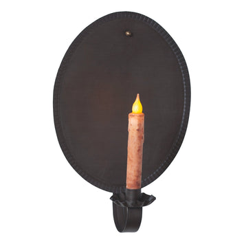 Candle HoldersRound Crimped Tin Candle Sconce — Kettle BlackCandle DecorCandle HoldersSaving Shepherd