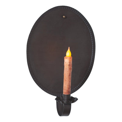 Candle HoldersRound Crimped Tin Candle Sconce — Kettle BlackCandle DecorCandle HoldersSaving Shepherd
