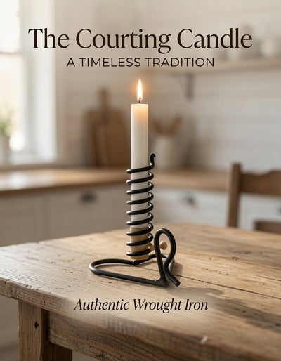 Canlde HolderAMISH COURTING CANDLE - Wrought Iron Taper Holder Primitive Handmade Timer USAaccentAmish BlacksmithSaving Shepherd