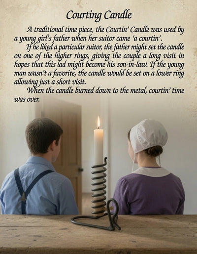 Canlde HolderAMISH COURTING CANDLE - Wrought Iron Taper Holder Primitive Handmade Timer USAaccentAmish BlacksmithSaving Shepherd