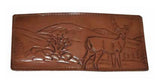 Buck embossed leather wallet on white background