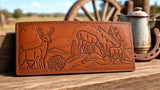 Three deer embossed wallet in Western setting