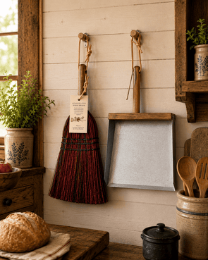 Cleaning SuupliesAUTHENTIC METAL DUST PAN - Amish Handcrafted with Wooden Handle BlockbroomSaving Shepherd
