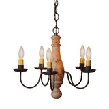 Bed and Breakfast five-arm wood chandelier in Hartford Buttermilk