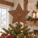 Country LightingCHRISTMAS TREE STAR - Handcrafted Punched Topper in Rustic & Blackened TinChristmaschristmas starSaving Shepherd