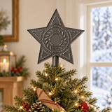 Country LightingCHRISTMAS TREE STAR - Handcrafted Punched Topper in Rustic & Blackened TinChristmaschristmas starSaving Shepherd