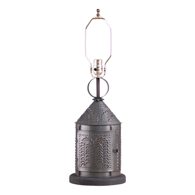 Country LightingFireside Willow Punched Tin Table Lamp in Kettle BlacklamplightSaving Shepherd