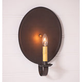 Country LightingRound Sconce in Kettle Black - Crimped Tin Electric Wall Lightaccent lightaccent lightingSaving Shepherd