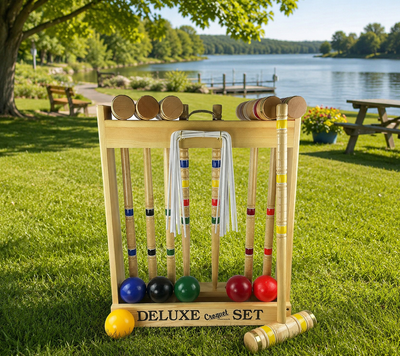 CroquetCROQUET SET & CADDY 6 Player 28" Maple & Brass Amish Handmade USAcricketcroquetSaving Shepherd
