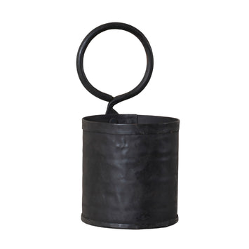 Decorative PlantersRustic Metal Wall-Hanging Pot with Iron HangerCategory: Decorative PlantersFinish: Aged BlackSaving Shepherd
