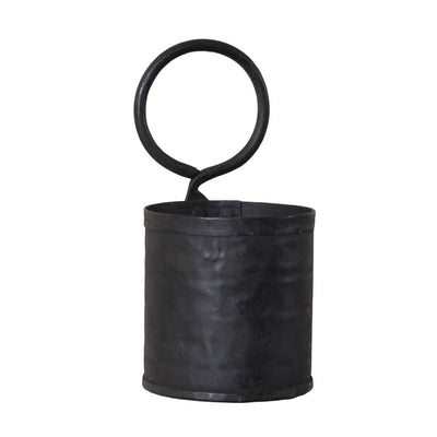 Decorative PlantersRustic Metal Wall-Hanging Pot with Iron HangerCategory: Decorative PlantersFinish: Aged BlackSaving Shepherd