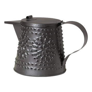 Decorative Punched Tin Teapot — Smokey BlackCategory: Decorative AccentsDecorative TeapotSaving Shepherd