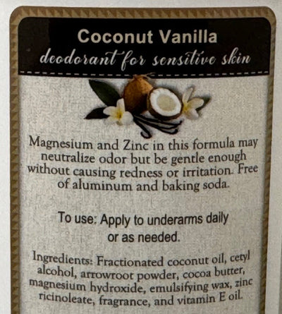 DeodorantCOCONUT & VANILLA DEODORANT - Aluminum & Baking Soda Free for Sensitive Skindeodorantgeneral healthSaving Shepherd