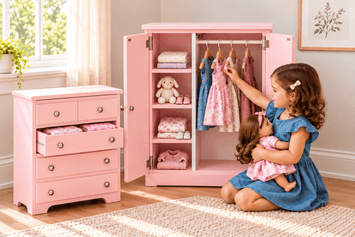 Doll FurnitureAmish Handcrafted Wooden Doll Wardrobe - Clothing Storage for 18-Inch DollsAmerican GirlAmishSaving Shepherd