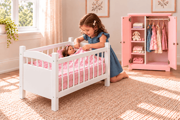 Doll FurnitureDeluxe Wooden Doll Crib for 12–18 Inch Dolls – Amish HandcraftedAmerican GirlAmishSaving Shepherd
