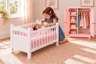 Doll FurnitureDeluxe Wooden Doll Crib for 12–18 Inch Dolls – Amish HandcraftedAmerican GirlAmishSaving Shepherd