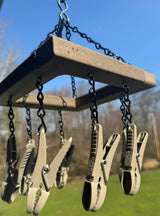 Drying RackHanging Clothes Pin Rack with 8 Clips – All Weather Poly Laundry Herb Drying & Kitchen OrganizerSaving Shepherd