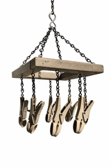 Drying RackHanging Clothes Pin Rack with 8 Clips – All Weather Poly Laundry Herb Drying & Kitchen OrganizerSaving Shepherd