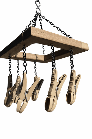 Drying RackHanging Clothes Pin Rack with 8 Clips – All Weather Poly Laundry Herb Drying & Kitchen OrganizerSaving Shepherd