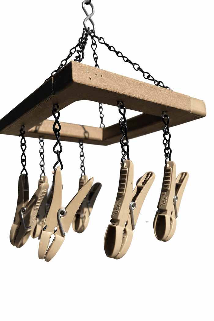 Drying RackHanging Clothes Pin Rack with 8 Clips – All Weather Poly Laundry Herb Drying & Kitchen OrganizerSaving Shepherd