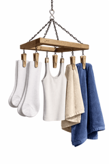 Drying RackHanging Clothes Pin Rack with 8 Clips – All Weather Poly Laundry Herb Drying & Kitchen OrganizerSaving Shepherd