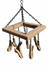 Drying RackHanging Clothes Pin Rack with 8 Clips – All Weather Poly Laundry Herb Drying & Kitchen OrganizerSaving Shepherd