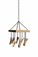 Drying RackHanging Clothes Pin Rack with 8 Clips – All Weather Poly Laundry Herb Drying & Kitchen OrganizerSaving Shepherd