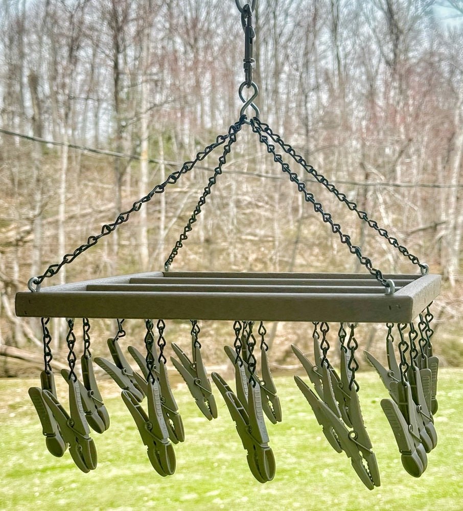 Pin Saving Rack Drying Rack Large Hanging Clothes Pin Rack with 22 Clips – All Weather ...