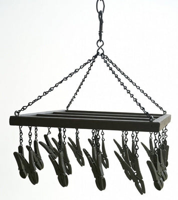 Drying RackLarge Hanging Clothes Pin Rack with 22 Clips – All Weather Poly Laundry Herb Drying & Kitchen OrganizerSaving Shepherd