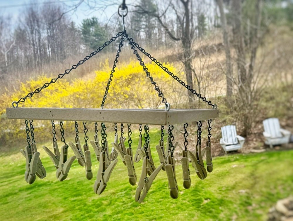 Drying Rack Large Hanging Clothes Pin Rack with 22 Clips – All Weather ...