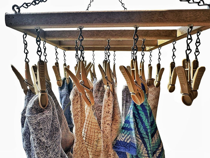 Pin Saving Rack Drying Rack Large Hanging Clothes Pin Rack with 22 Clips – All Weather ...