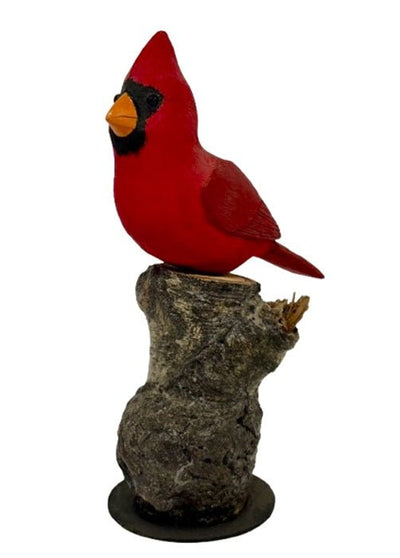 Folk ArtCARDINAL BIRD on NATURAL LOG BASE – Hand Carved PA Dutch Folk ArtartbirdSaving Shepherd