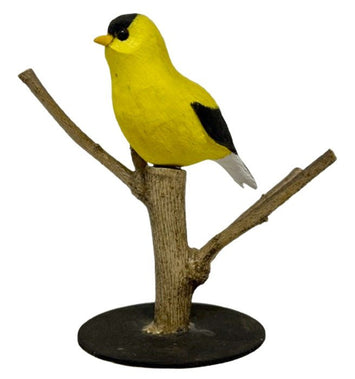 Folk ArtGOLDFINCH on NATURAL BRANCH BASE – Hand Carved Wood Bird PA Dutch Folk ArtartbirdSaving Shepherd