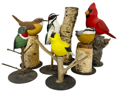 Folk ArtGOLDFINCH on NATURAL BRANCH BASE – Hand Carved Wood Bird PA Dutch Folk ArtartbirdSaving Shepherd