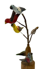 Folk ArtVintage Pennsylvania Dutch Folk Art – Signed Hand - Carved & Painted 6 Bird Tree FigurineartbirdSaving Shepherd