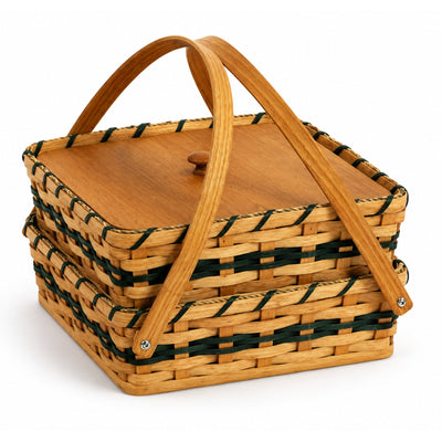 Food Carrier BasketDouble Pie Basket with Wooden Lid and Swinging Handles | Amish HandwovenAmerican-HandcraftedAmish-HandwovenSaving Shepherd