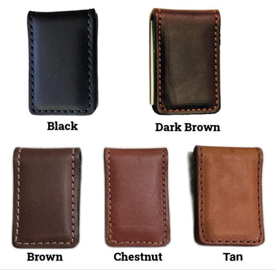 Handtooled LeatherLEATHER MONEY CLIP - Extra Strong Magnet - Amish Handmade Brown Black TanhandmadeleatherSaving Shepherd