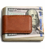 Handtooled LeatherLEATHER MONEY CLIP - Extra Strong Magnet - Amish Handmade Brown Black TanhandmadeleatherSaving Shepherd