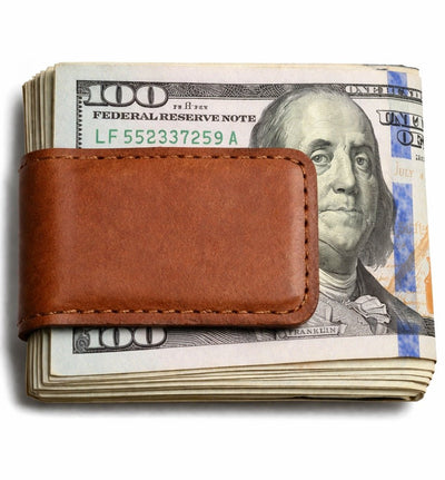 Handtooled LeatherLEATHER MONEY CLIP - Extra Strong Magnet - Amish Handmade Brown Black TanhandmadeleatherSaving Shepherd