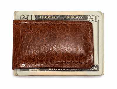 Handtooled LeatherLEATHER MONEY CLIP - Extra Strong Magnet - Amish Handmade Brown Black TanhandmadeleatherSaving Shepherd