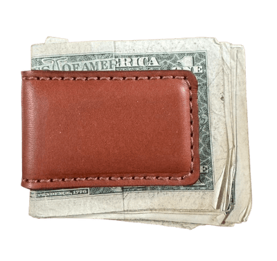 Handtooled LeatherLEATHER MONEY CLIP - Extra Strong Magnet - Amish Handmade Brown Black TanhandmadeleatherSaving Shepherd