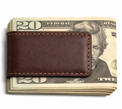 Handtooled LeatherLEATHER MONEY CLIP - Extra Strong Magnet - Amish Handmade Brown Black TanhandmadeleatherSaving Shepherd