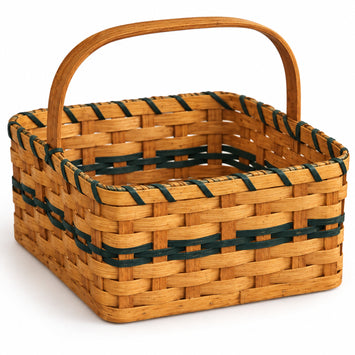 Handwoven Storage BasketKitchen Basket with Solid Wooden Handle | Amish HandwovenAmerican-HandcraftedAmish-HandwovenSaving Shepherd