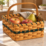 Handwoven Storage BasketKitchen Basket with Solid Wooden Handle | Amish HandwovenAmerican-HandcraftedAmish-HandwovenSaving Shepherd
