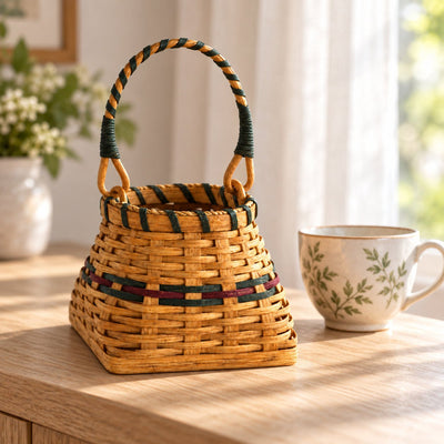 Handwoven Storage BasketMedium Amy Storage Basket with Wrapped Handle | Amish HandwovenAmerican-HandcraftedAmish-HandwovenSaving Shepherd