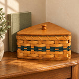 Handwoven Storage BasketMedium Generation Corner Basket with Wooden Lid | Amish HandwovenAmerican-HandcraftedAmish-HandwovenSaving Shepherd