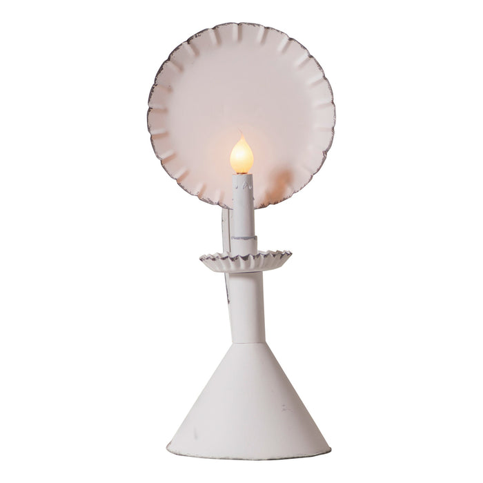 Wired cone-base accent light with crimped reflector in Rustic White