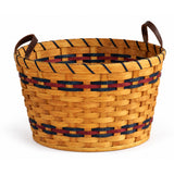 Laundry BasketSmall Round Laundry Basket with Leather Handles | Amish HandwovenAmerican-HandcraftedAmish-HandwovenSaving Shepherd