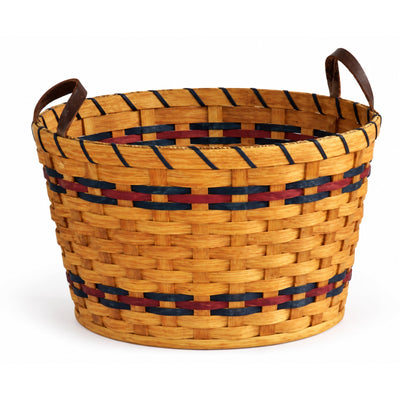 Laundry BasketSmall Round Laundry Basket with Leather Handles | Amish HandwovenAmerican-HandcraftedAmish-HandwovenSaving Shepherd