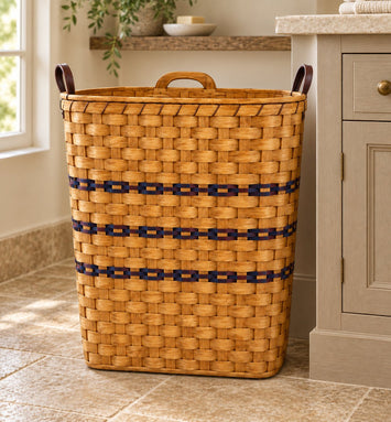 Laundry HamperMedium Hamper with Leather Handles | Amish HandwovenAmerican-HandcraftedAmish-HandwovenSaving Shepherd